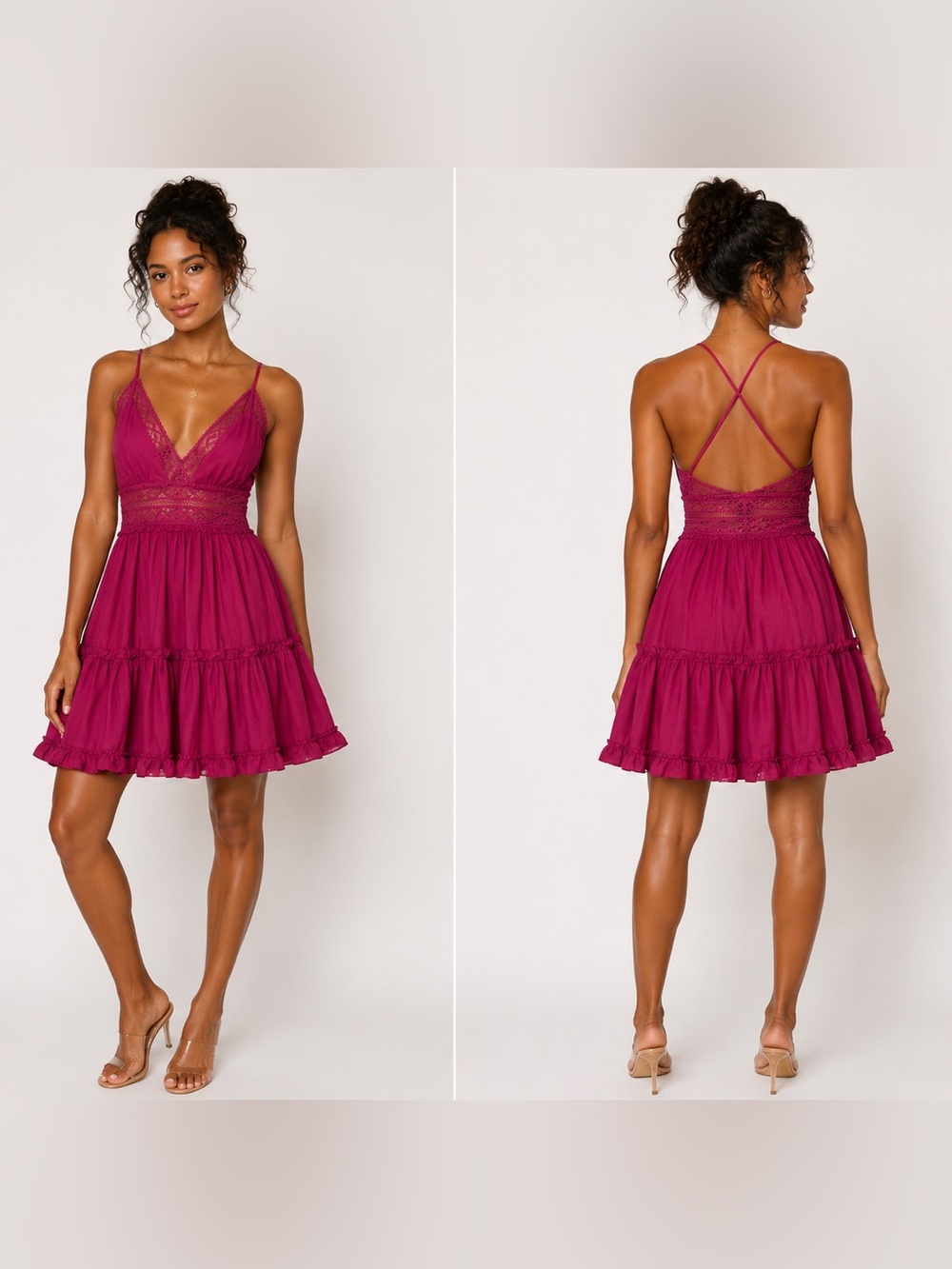 Women’s Fuchsia Lace-Trim Sundress